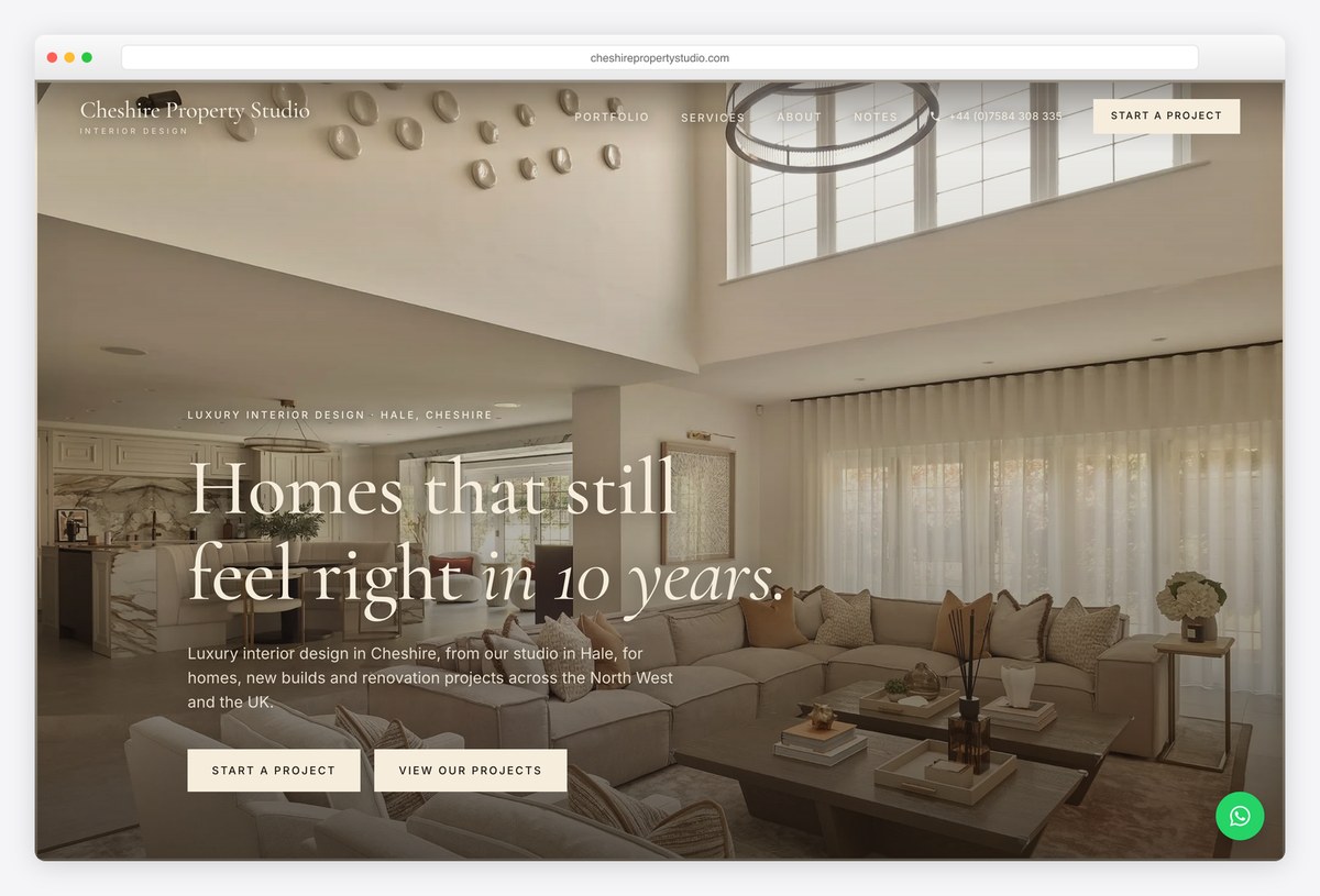 Cheshire Property Studio portfolio website