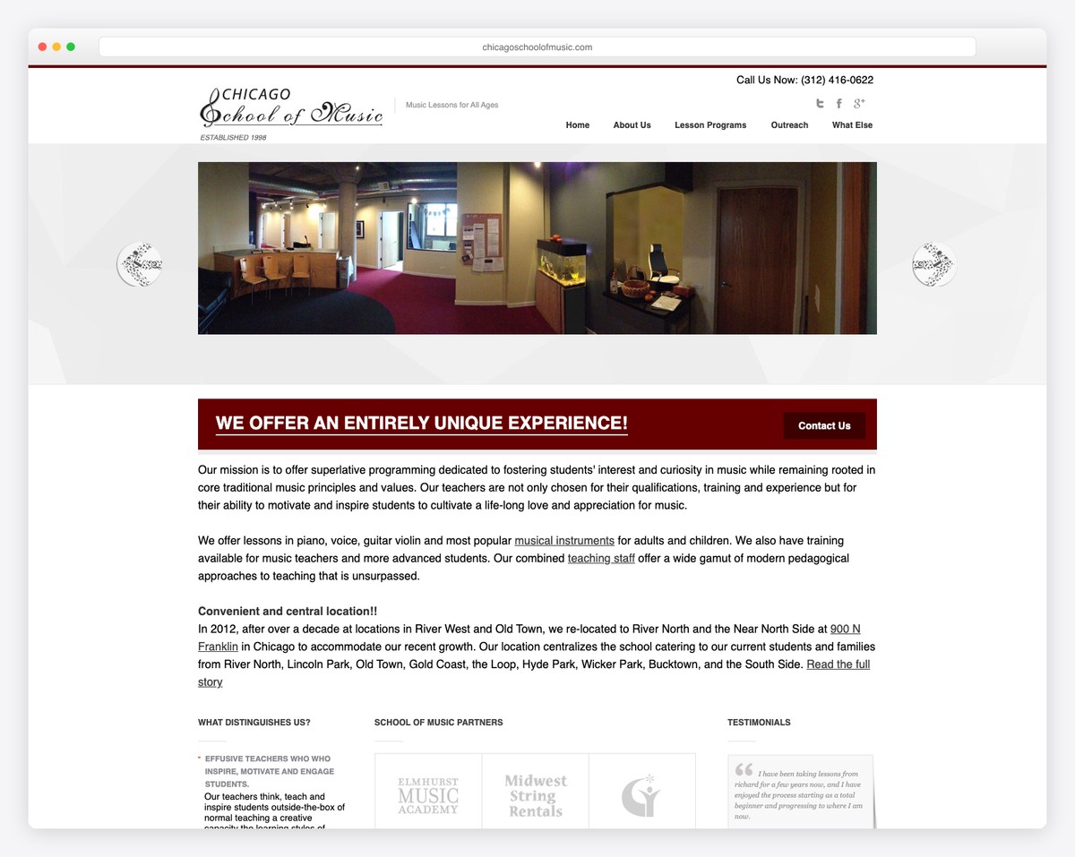 the chicago school of music website example