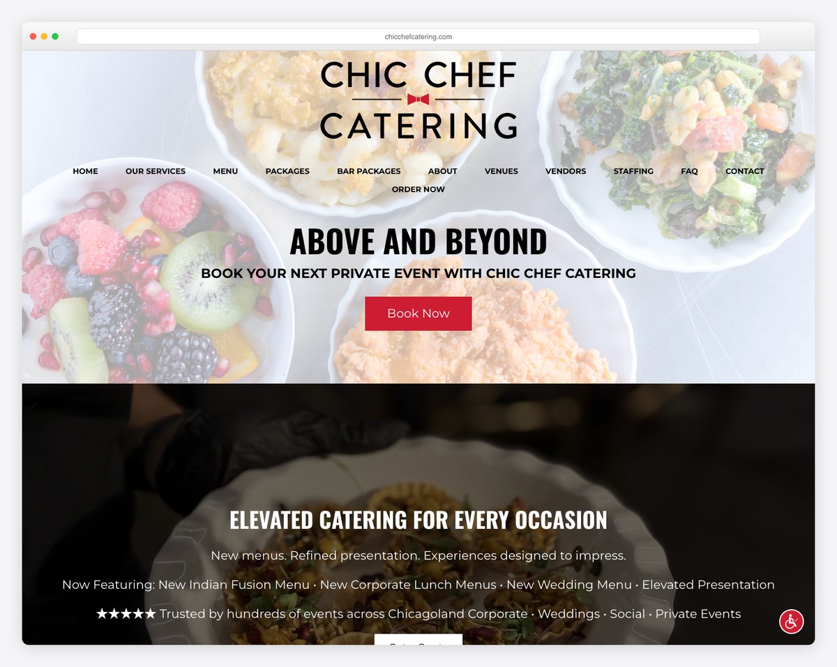 chic chef catering website example