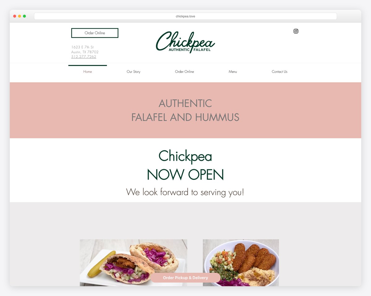 chickpea food truck website example