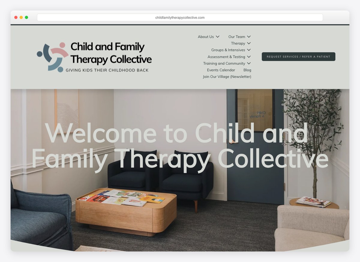 Child and Family Therapy Collective therapist website homepage