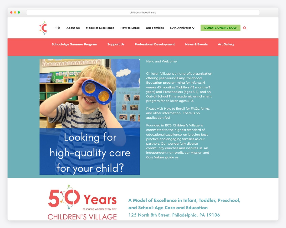 children's village philadelphia website example