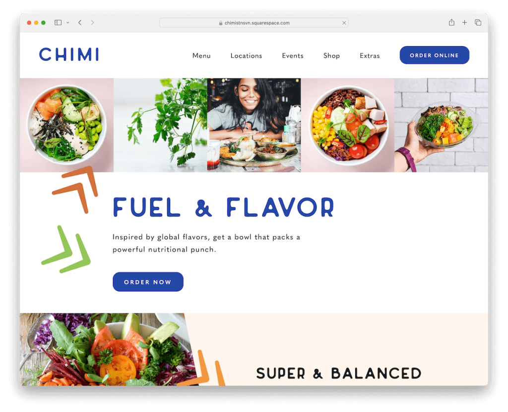 chimi squarespace food and drink template