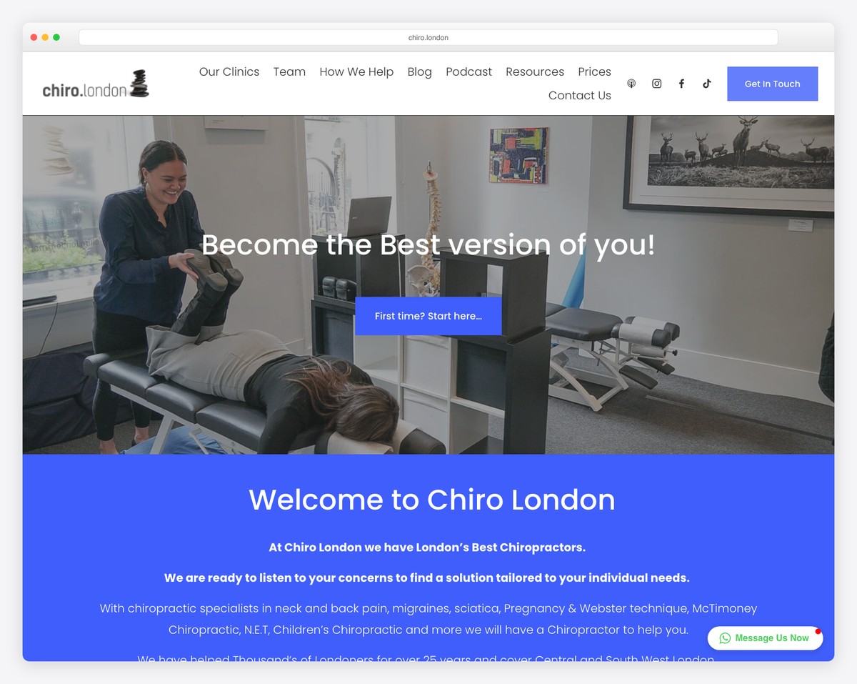 Chiro London website