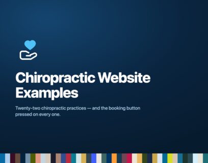 Chiropractic website examples featured image with accent colours sampled from all twenty-two sites
