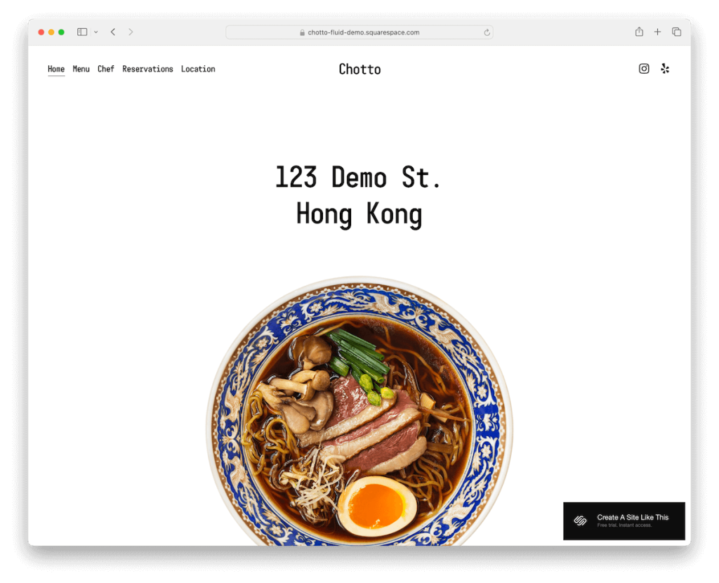 chotto squarespace restaurant template