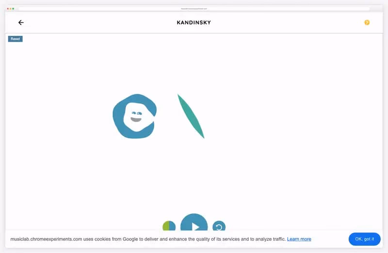 Chrome Music Lab Kandinsky: drawn shapes turning into singing faces