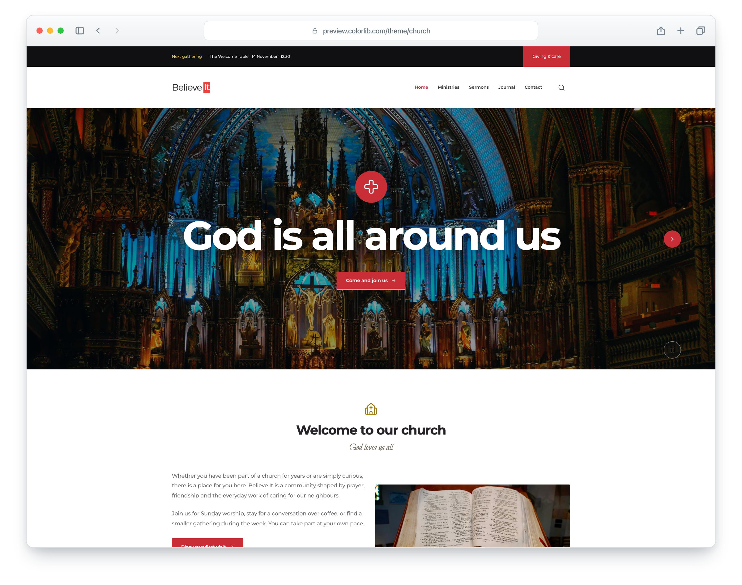 Church website template