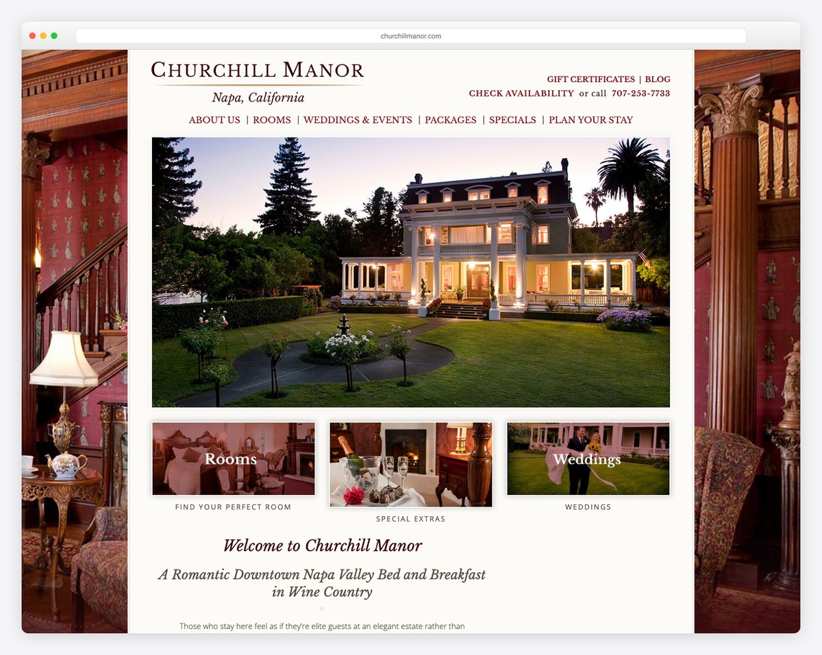 churchill manor napa bed and breakfast website