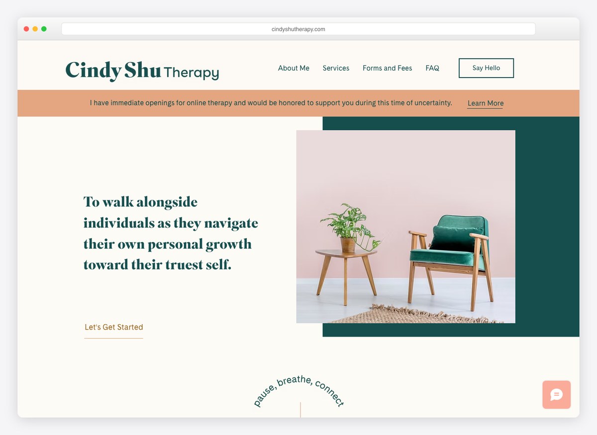 Cindy Shu Therapy therapist website homepage
