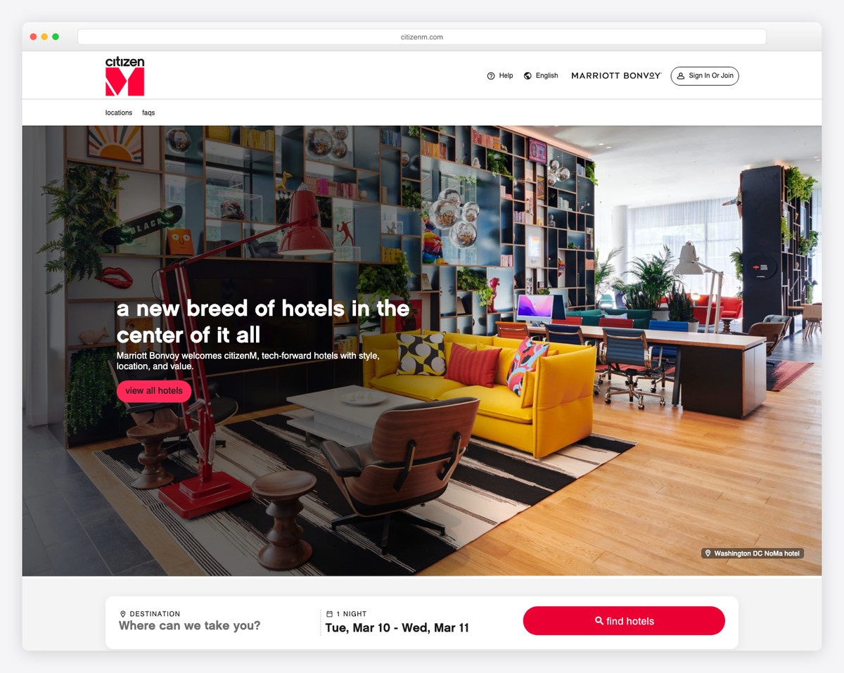 citizenm hotel website example
