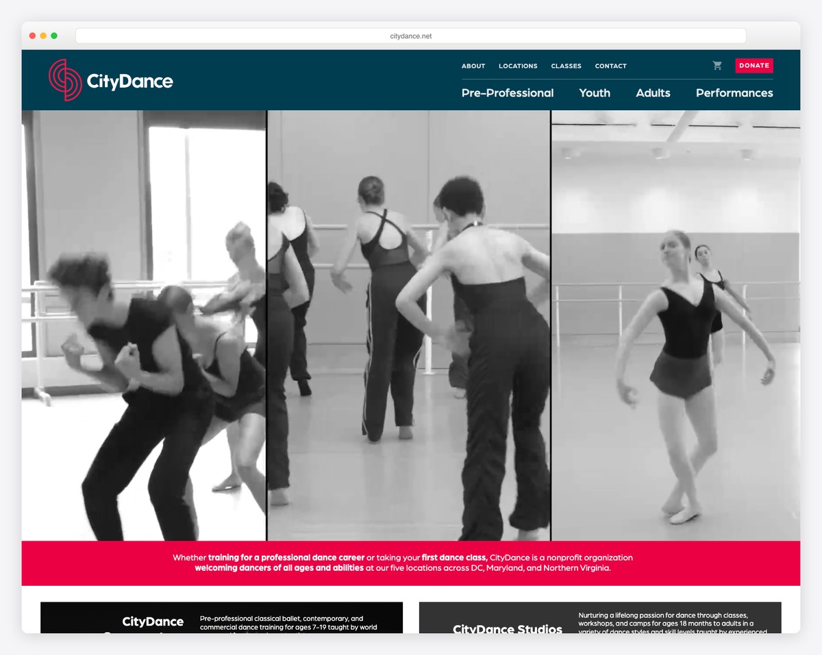 citydance website example