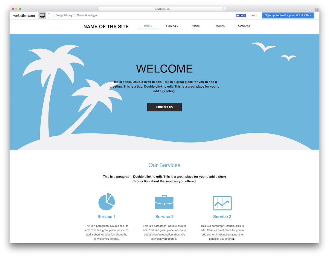 classic one pager blank website template