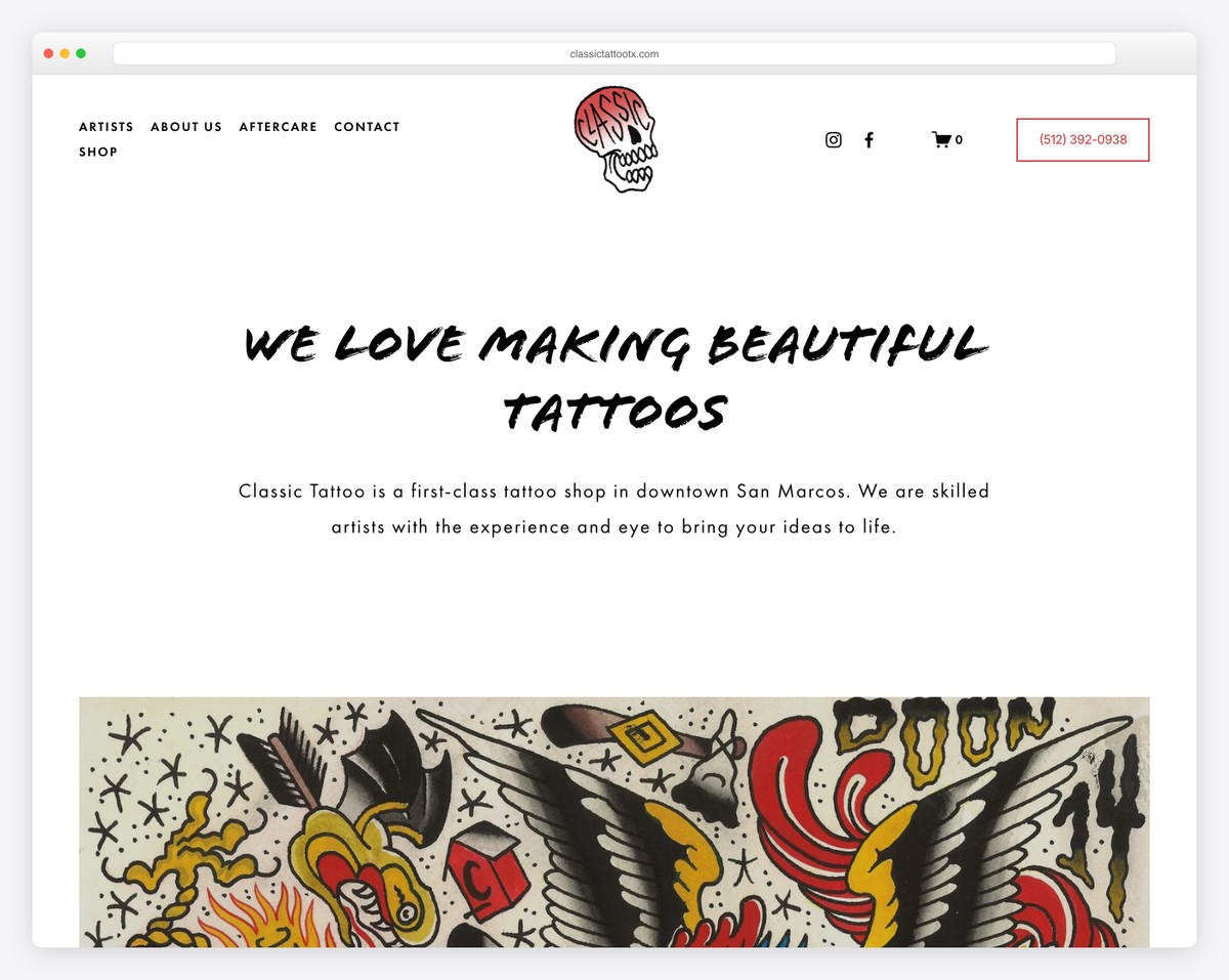 classic tattoo website example