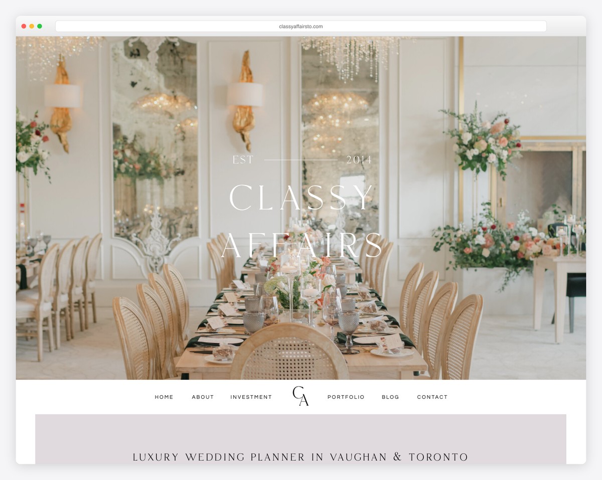 classy affairs website example