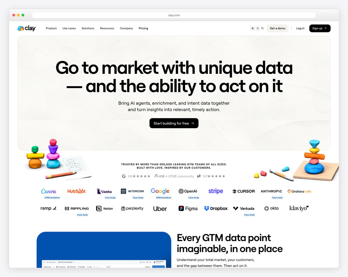 clay website example