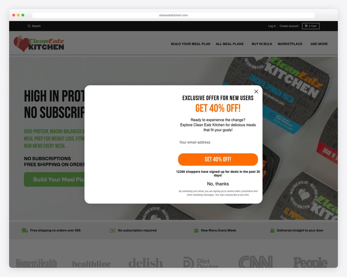 clean eatz kitchen website example