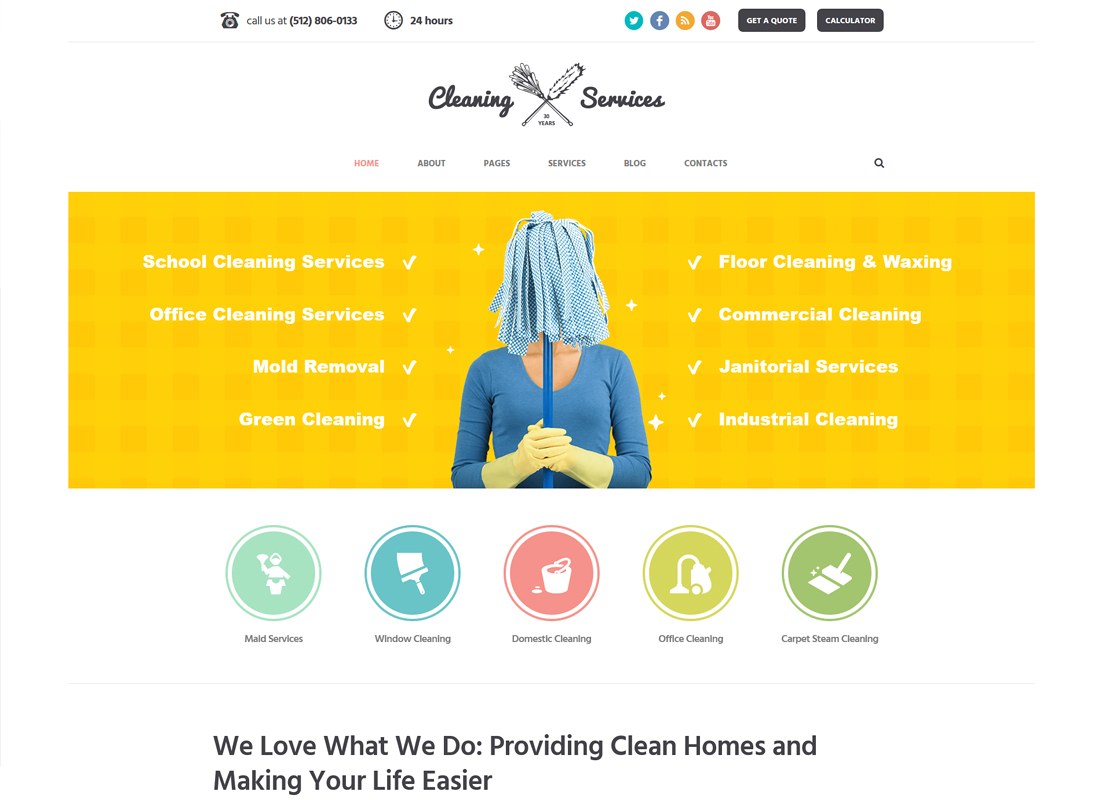 Cleaning Company - Maid & Janitorial Service WordPress Theme