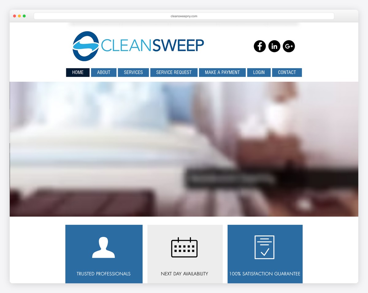 clean sweep website example