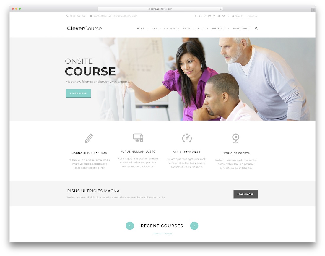 clever course website template