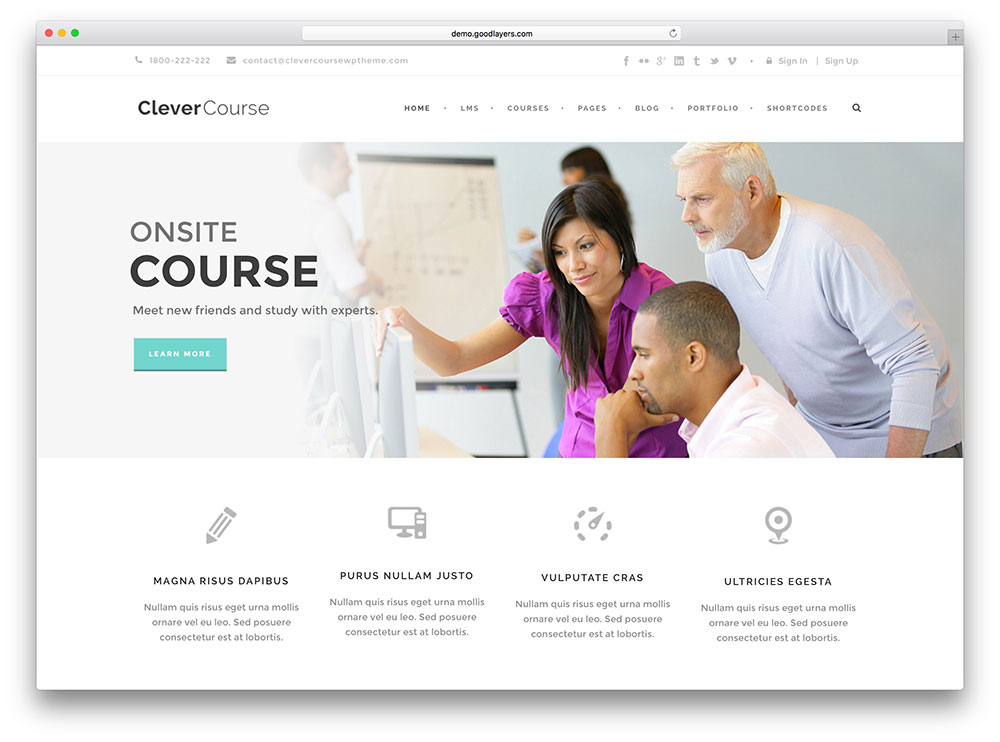clever course - clean wordpress theme