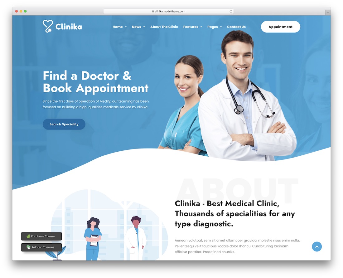 clinika appointment booking theme