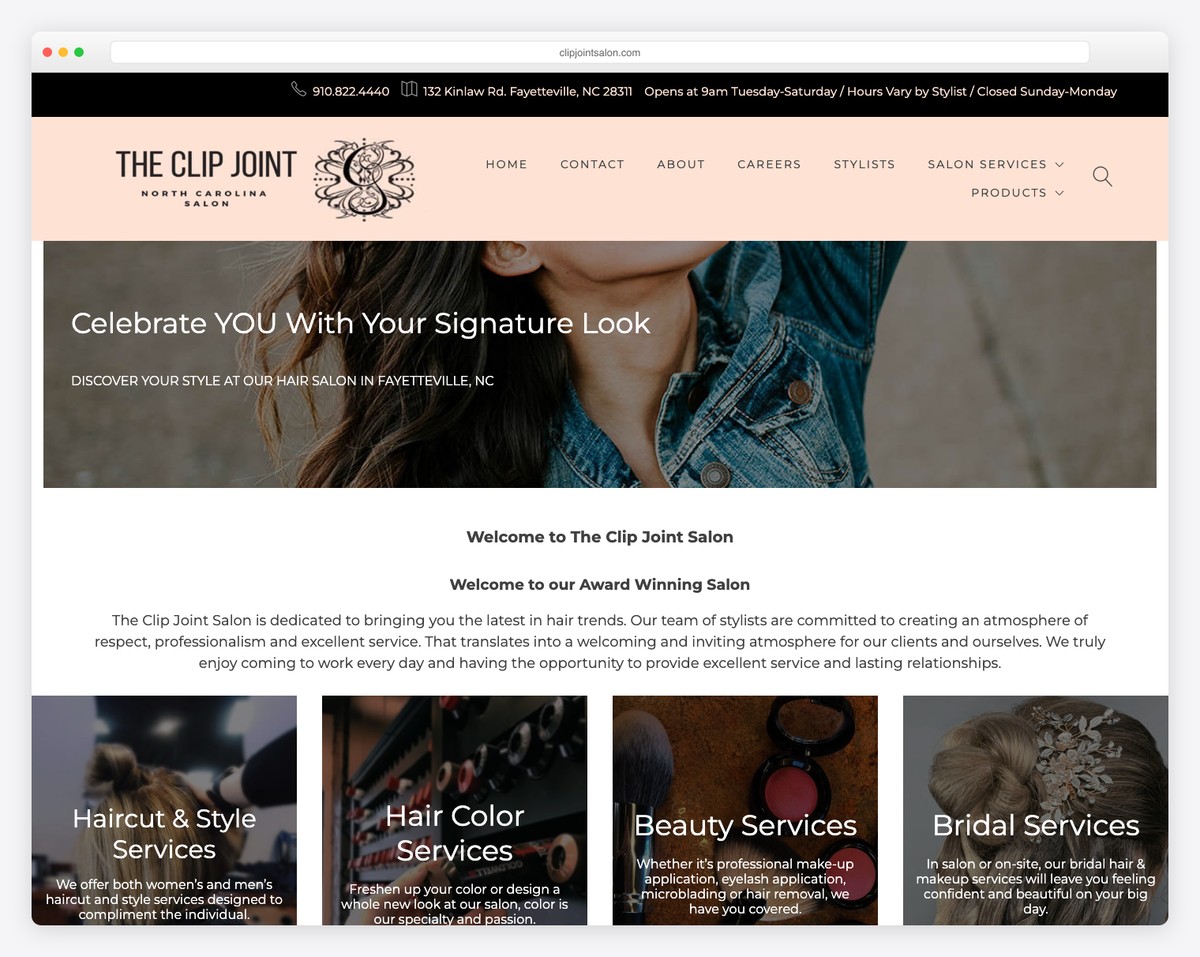 the clip joint salon website example