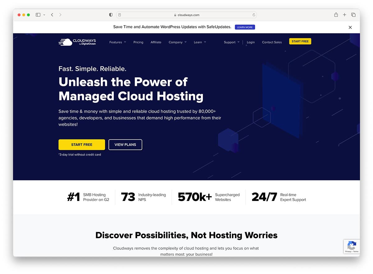 Cloudways - managed hosting for personal websites