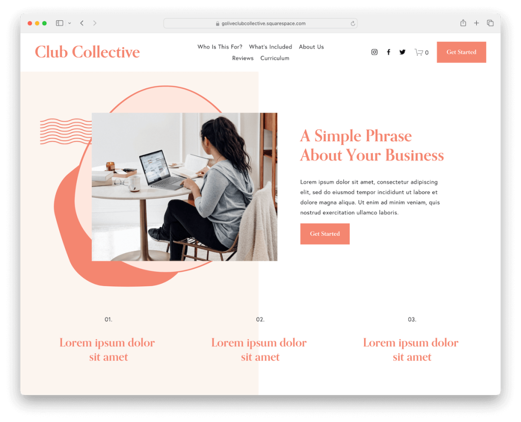 clubcollective squarespace corporate template