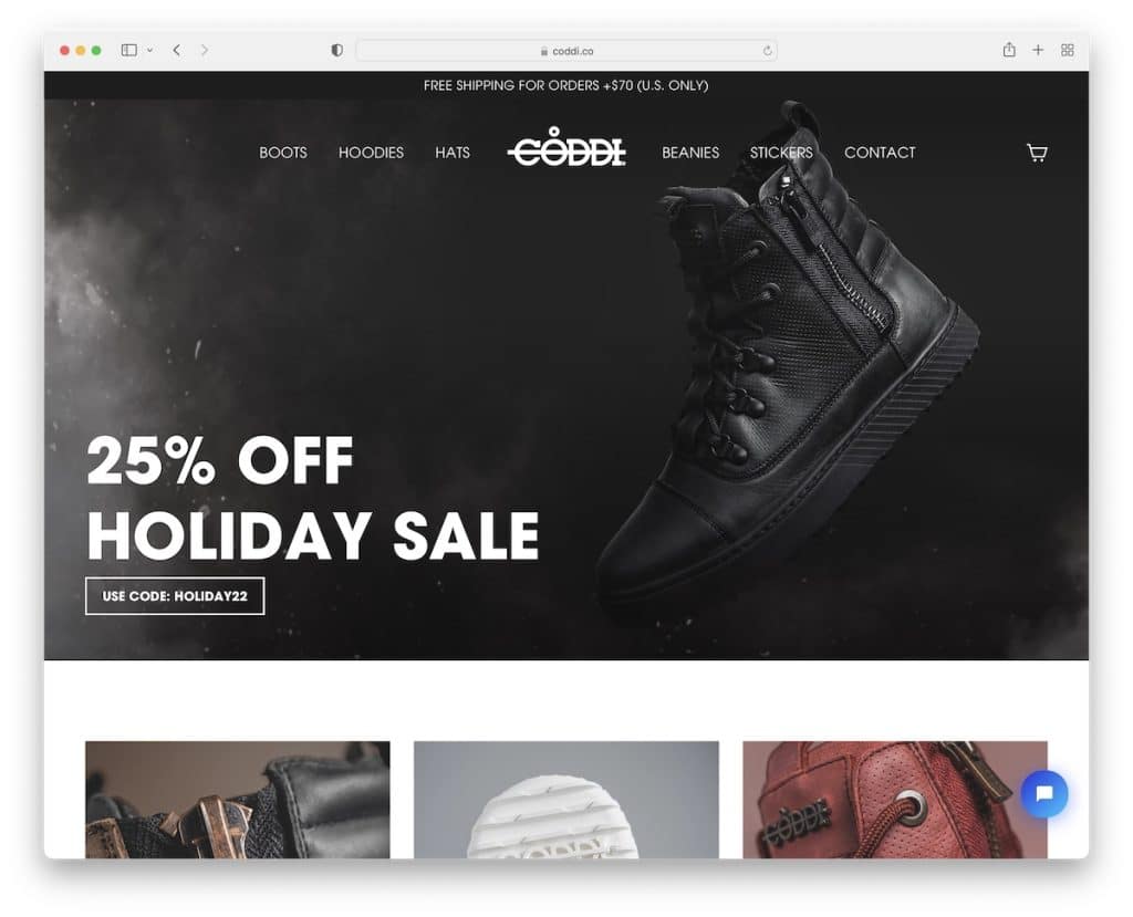 coddi shoe website example