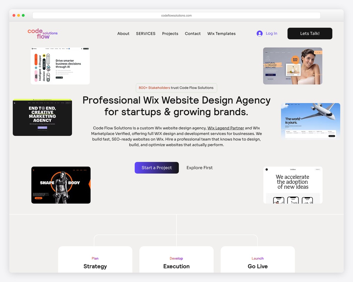 code flow solutions website example
