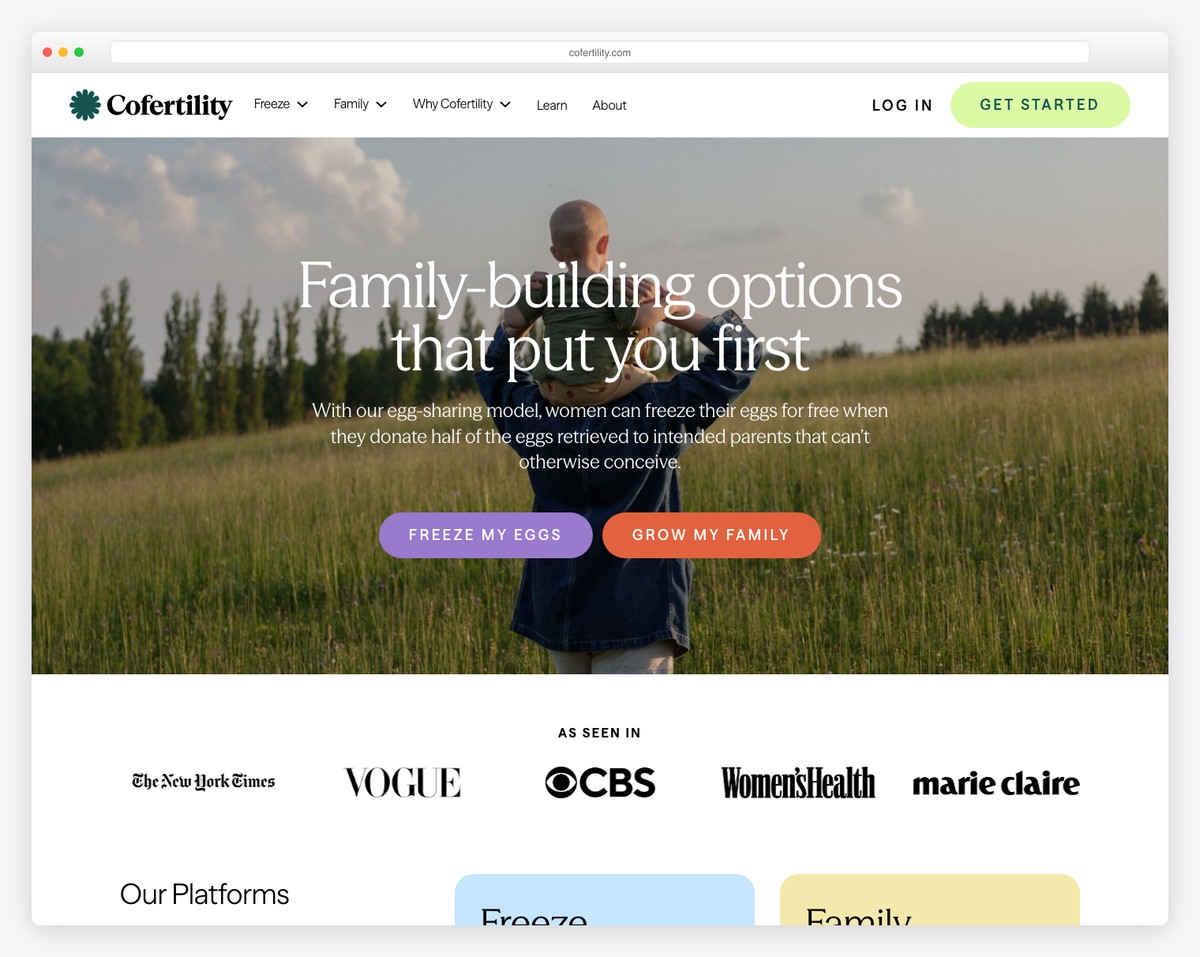cofertility website example