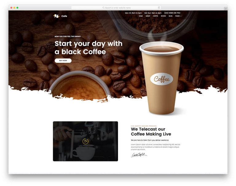 Coffee website template screenshot