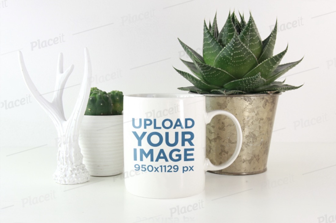 coffee mug mockup featuring different a decorations
