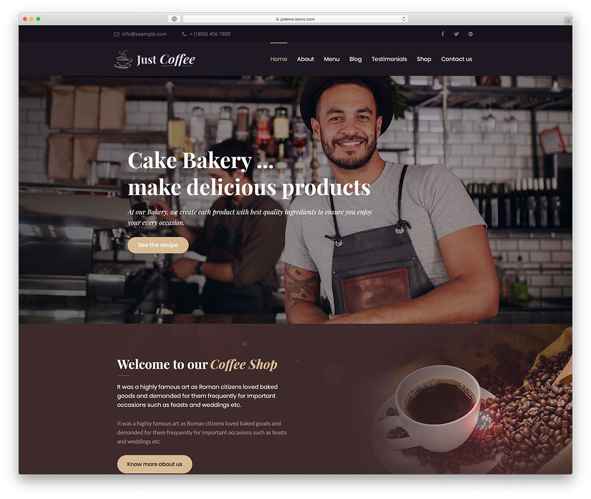 coffee shop and barista WordPress theme