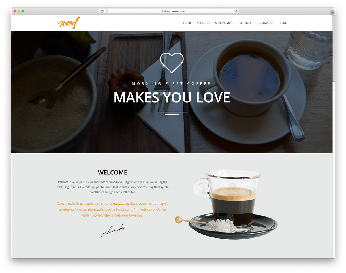 coffee shop WordPress theme