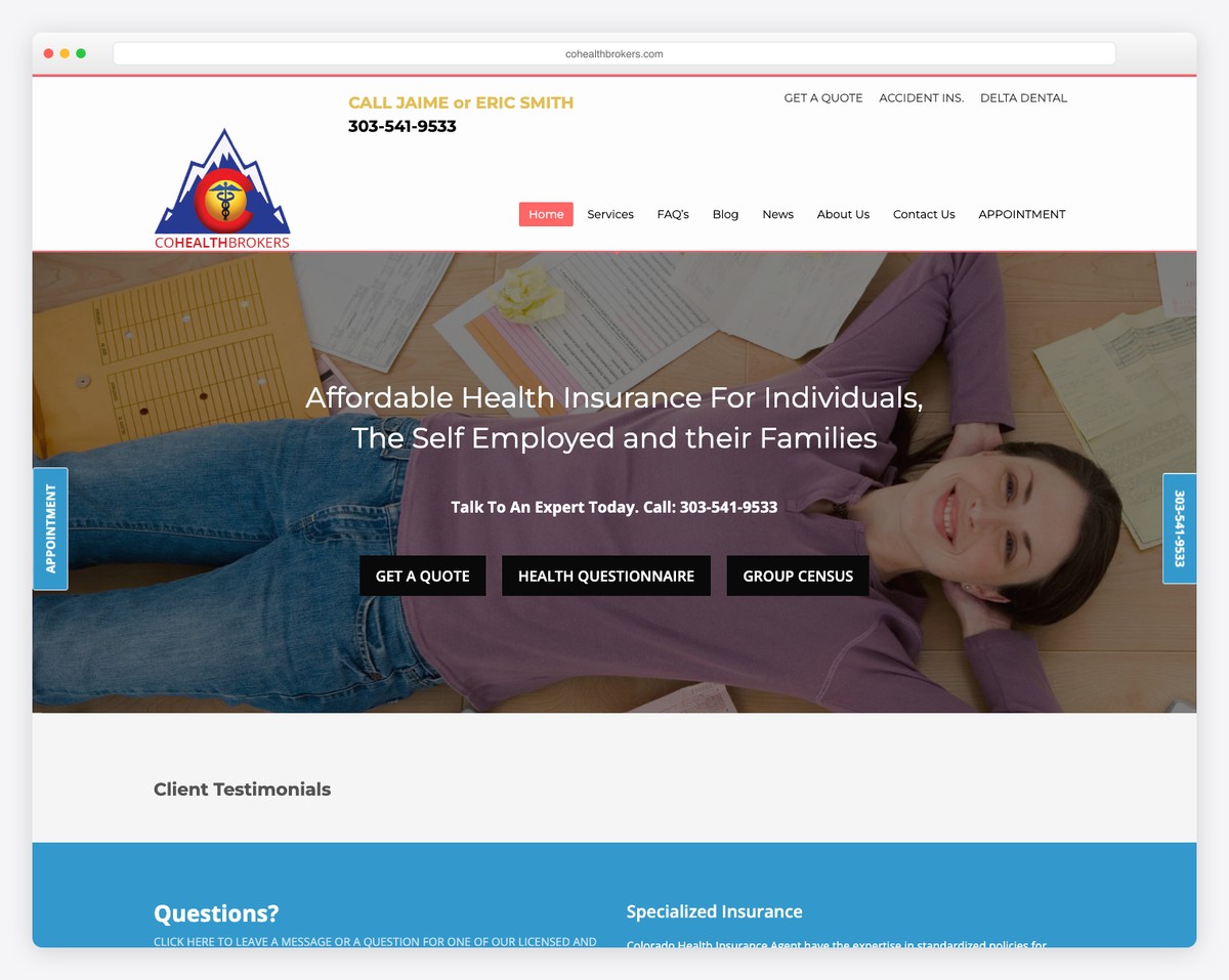 colorado health brokers website example