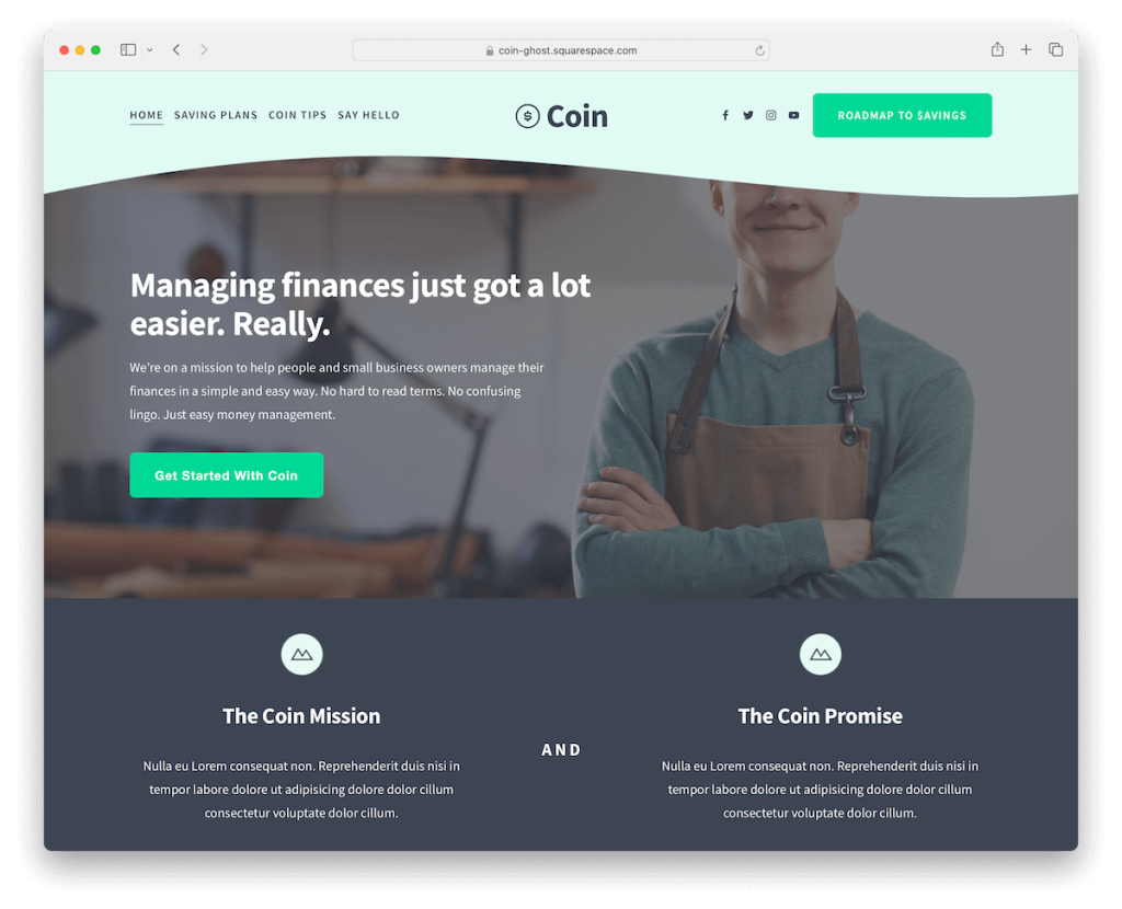 coin squarespace corporate template