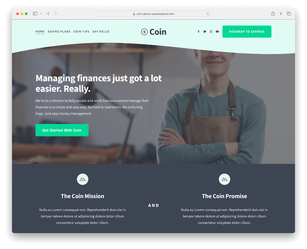 coin squarespace finance template