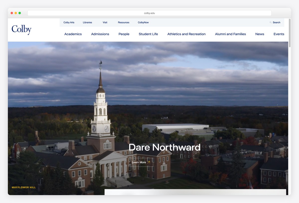 Colby College homepage design
