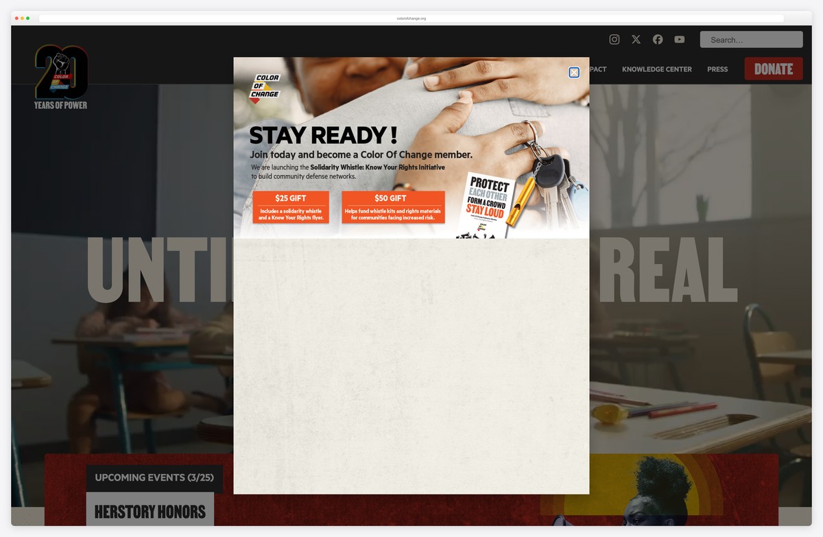 color of change racial justice political website example