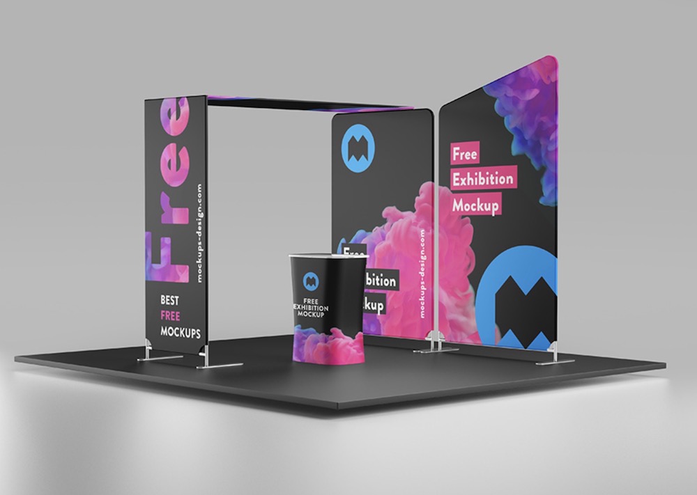 colorful exhibition booth mockup psd