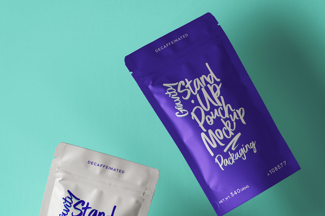 colorful pouch packaging psd mockup