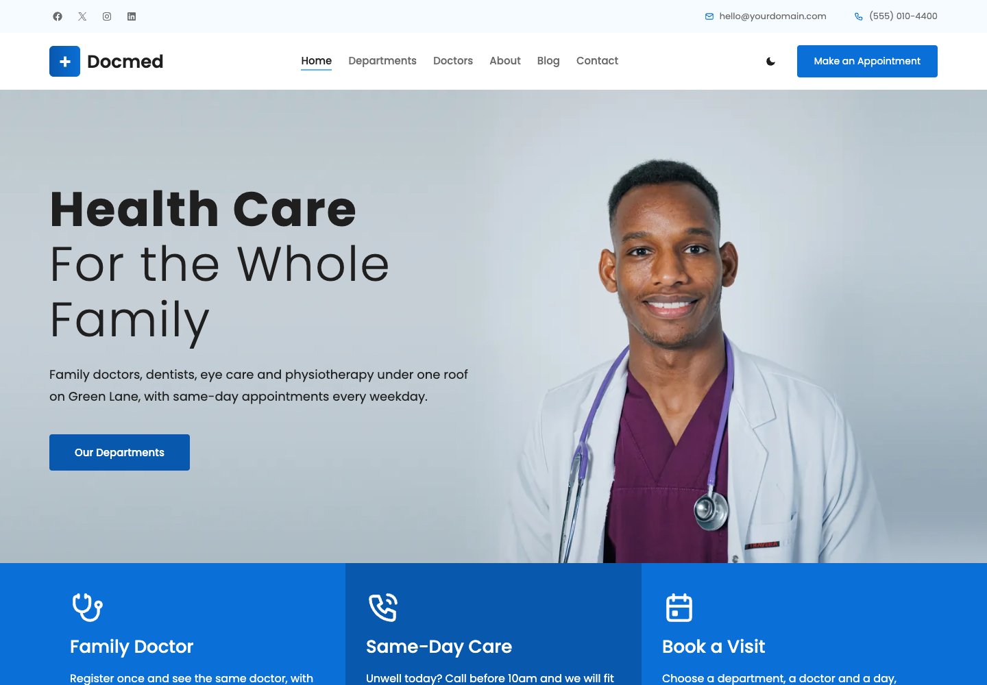 Docmed free WordPress theme live demo