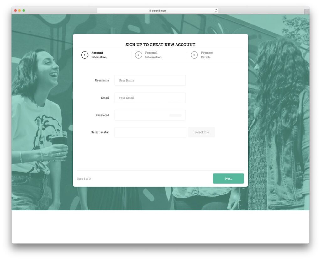 Colorlib Form Colorlib Wizard 16 - Free Sign-Up Form Template 2026 - Colorlib