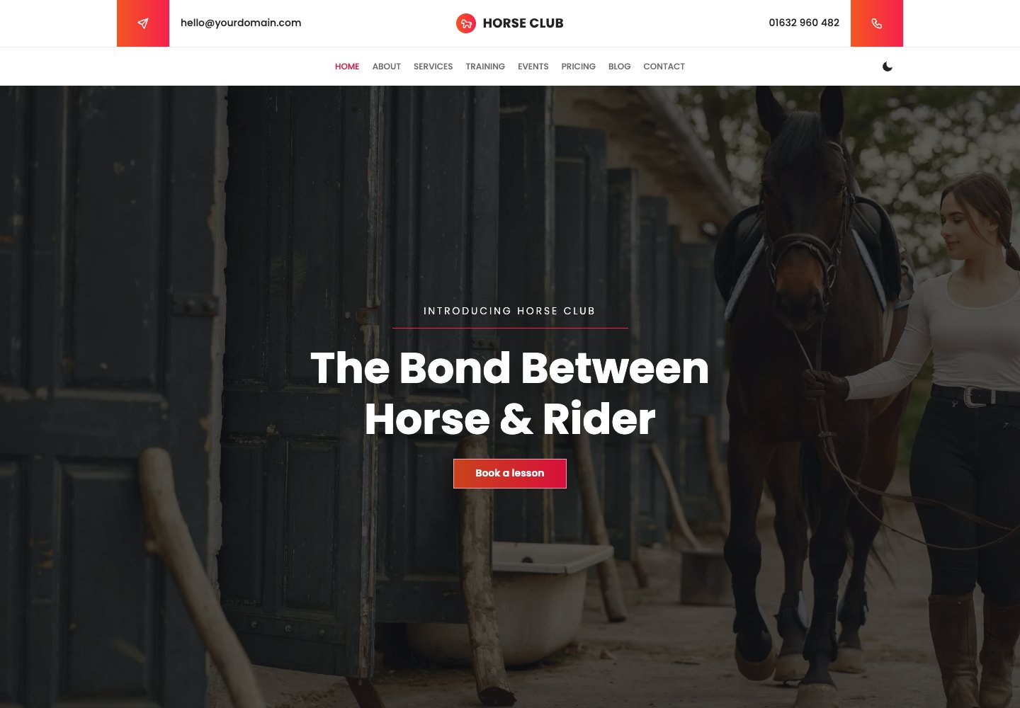 Horseclub free WordPress theme live demo