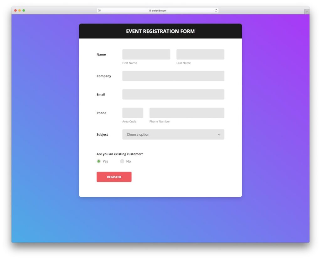 Colorlig Forms Colorlib Reg Form V5 - Free Event Registration Form Template - Colorlib