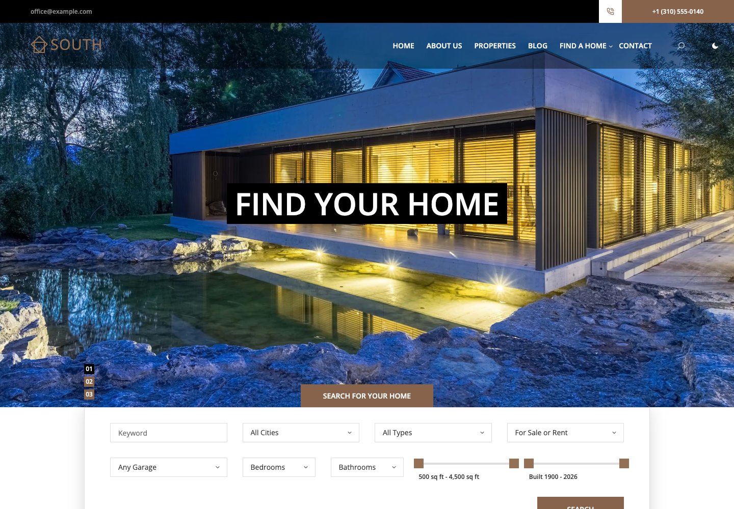 South free WordPress theme live demo