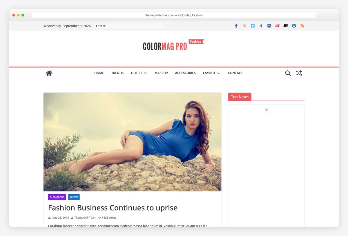 ColorMag fashion magazine WordPress theme demo