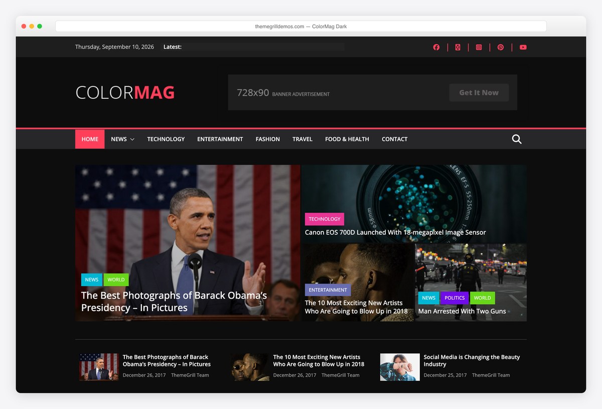 ColorMag dark magazine demo